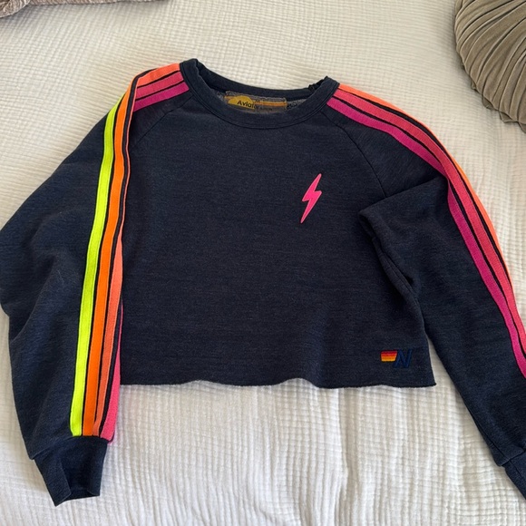 Aviator nation BOLT CLASSIC CROPPED SWEATSHIRT neon stripes